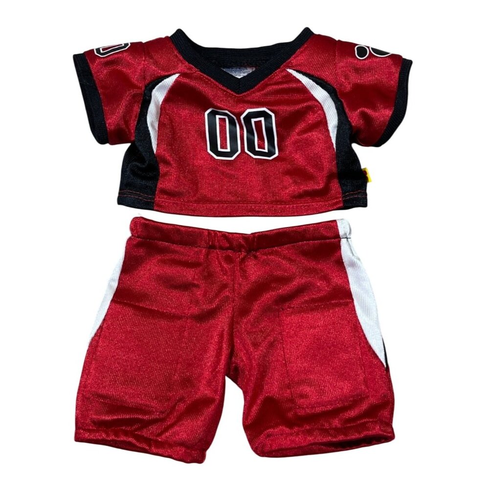 Build A Bear Workshop Football Outfit Red Black Retired Uniform